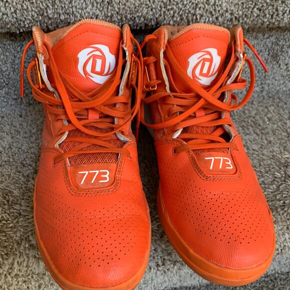 Adidas Men's 773 Bounce Orange Derrick Rose Basketball High Tops. - Picture 2 of 14